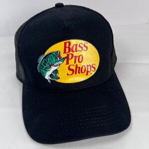 Bass Pro Shops Black Mesh Trucker Hat With Logo Adjustable SnapBack Briscoe